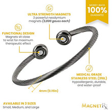 Load image into Gallery viewer, MagnetRX® Magnetic Therapy Bracelet Cuff - Twisted Cable Stainless Steel Bangle Magnetic Bracelets for Pain Relief, Balance &amp; Energy - Elegant Golf Bracelet for Men &amp; Women (Gunmetal | Medium)
