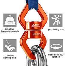 Load image into Gallery viewer, AusKit Swing Swivel, 30 KN Safest Rotational Device Hanging Accessory for Web Tree Swing, Therapy Swing, Aerial Dance, Swing Spinner Hanger, Rock Climbing, Hanging Hammocks (Orange)
