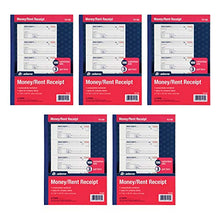 Load image into Gallery viewer, Adams Money and Rent Receipt Books, 3-Part Carbonless, 7-5/8" x 10-7/8", Bound Wraparound Cover, 100 Sets per Book, 4 Receipts per Page, 5 Books per Pack (TC1182-5)
