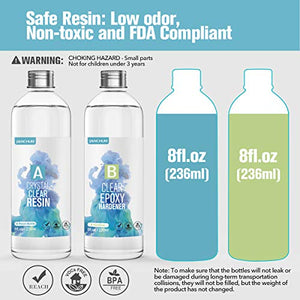 16oz Crystal Clear Epoxy Resin Kit Casting and Coating for River Table Tops, Art Casting Resin,Jewelry Projects, DIY,Tumbler Crafts, Molds, Art Painting, Easy Mix 1:1 Ratio