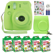 Load image into Gallery viewer, Fuji Instax Mini 9 Instant Camera Lime Green with Custom Case + Fuji Instax Film Value Pack (50 Sheets) Flamingo Designer Photo Album for Fuji instax Mini 9 Photos
