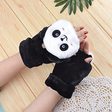 Load image into Gallery viewer, Aniywn Cute Panda Fingerless Gloves Winter Plush Faux Fur Half Finger Gloves Cute Cartoon Soft Warm Costume Accessories Black
