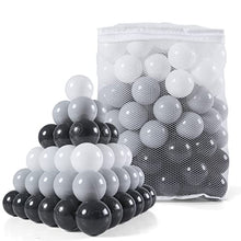Load image into Gallery viewer, STARBOLO Ball Pit Balls - 100 pcs Plastic Play Pit Balls Crawl Balls with Color Black, Grey, White for Baby Kids Playpen Pool Tub Toy, 2.2 Inch.
