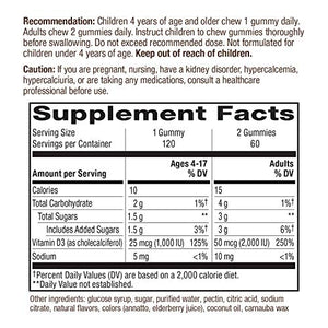 Nature’s Way Vitamin D3, Immune Support, 2000 IU (50 mcg) per Serving, Fruit Flavor, 120 Gummies