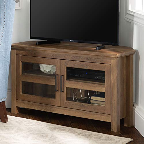 WE Furniture Modern Farmhouse Wood Corner Universal Stand for TV's up to 50