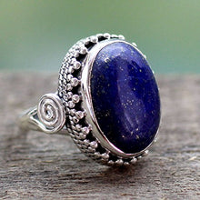 Load image into Gallery viewer, NOVICA Lapis Lazuli .925 Sterling Silver Handcrafted Cocktail Ring, Majestic Blue'
