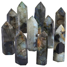 Load image into Gallery viewer, rockcloud Labradorite Healing Crystal Point Faceted Prism Wand Carved Reiki Stone Figurine
