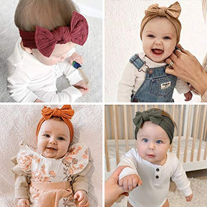 12 Pack Baby Nylon Headbands Hairbands Hair Bow Elastics Handmade Hair Accessories for Baby Girls Newborn Infant Toddlers Kids