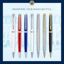 Load image into Gallery viewer, Waterman Hemisphere Black Ballpoint Pen GT, Medium Tip, Blue Ink
