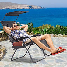 Load image into Gallery viewer, Goplus Folding Zero Gravity Lounge Chair Wide Recliner for Outdoor Beach Patio Pool w/Shade Canopy (Black Zero Gravity Chair)
