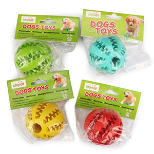 Idepet Dog Toy Ball, Nontoxic Bite Resistant Toy Ball for Pet Dogs Puppy Cat, Dog Food Treat Feeder Tooth Cleaning Ball,Dog Pet Chew Tooth Cleaning Ball Pet Exercise Game Ball IQ Training Ball