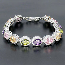 Load image into Gallery viewer, Oval Ladies Tennis Bracelet Garnet White Topaz Amethyst Citrine Peridot Pink Topza 7 inch (Multi Genstones)
