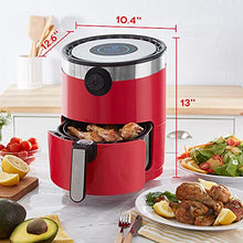 Load image into Gallery viewer, Dash DMAF360GBRD02 Aircrisp® Pro Digital Air Fryer + Oven Cooker with Digital Display + 8 Presets, Temperature Control, Non Stick Fry Basket, Recipe Guide + Auto Shut Off Feature, 3qt, Red
