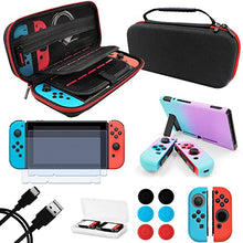 Load image into Gallery viewer, ANSIPPF Switch Accessories Bundle 9-in-1, Carrying Case for Nintendo Switch, Grip Protective Cover/Joy-Con/Analog Cap/Card Case, Screen Protector, Cable &amp; More Value Bundle

