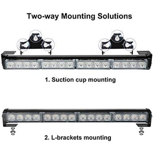 ASPL 2x16.8 inch Emergency Flashing LED Traffic Advisor Strobe Light Bar 32LED 26 Flash Patterns Interior Safety Warning Lights (Red/White)