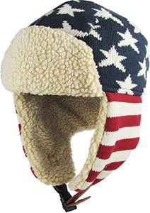 Stars and Stripes America Flag Aviator Trapper hat Trooper Ear Flaps Ushanka Eskimo Bomber Russian Warm Winter Cold (One Size, Flag Original)