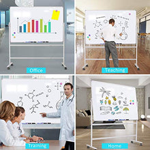 Load image into Gallery viewer, Magnetic Mobile Whiteboard - 36x24" Adjustable Height and 360° Reversible Double-Sided Dry Erase Board Aluminum Frame - White Board with Stand, 4 Markers &amp; Magnets
