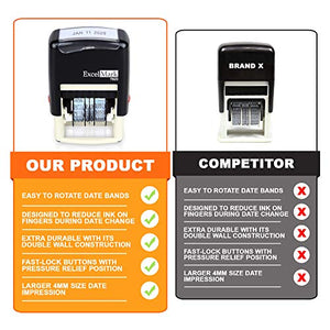 ExcelMark 7820 Self-Inking Rubber Date Stamp – Great for Shipping, Receiving, Expiration and Due Dates (Blue Ink)