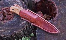 Load image into Gallery viewer, BPS Knives BS3FTS Outdoor Fixed Blade Camping Knife with Leather Sheath Cover | Bushcraft Knife Full Tang Carbon Steel Camp Scandinavian Scandi Knife Grind Bush Survival Gear Tool (Carbon-Steel)
