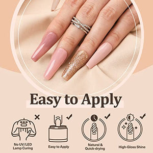 AZUREBEAUTY 17Pcs Dip Powder Nail Kit Starter Nude Skin Tones Champagne Glitter Pink Neutral Acrylic Dipping Powder Liquid Set with Base/Top Coat for French Nail Art Manicure Beginner Party Gift