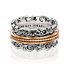 Load image into Gallery viewer, Paz Creations .925 Sterling Silver and Rose Gold Over Silver Spinner Ring (7), Made in Israel
