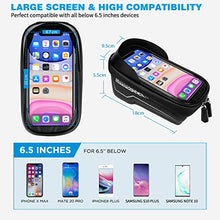 Load image into Gallery viewer, LEMEGO Bike Phone Front Frame Bag Waterproof Bicycle Bag Top Tube Bike Bags Phone Mount Pack Phone Case for 6.5’’ iPhone 11 XS Max XR,Cycling Phone Mount Bag, Bike Accessories

