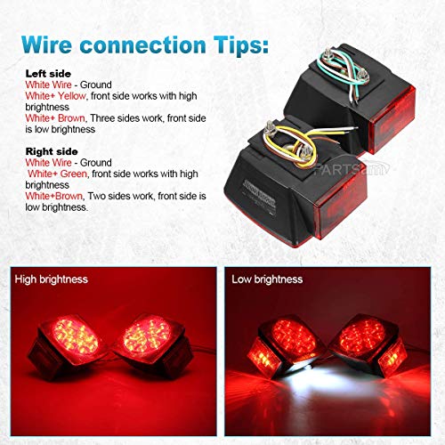 Load image into Gallery viewer, Partsam 12V Waterproof Square Led Trailer Light,Red LED Stop Turn Tail License Brake Running Light Lamp for Trailers Under 80" Boat Trailer Truck Marine Camper RV Snowmobile,IP68,DOT Compliant