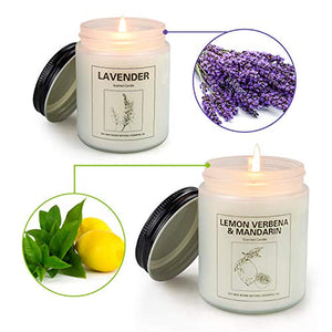 Double Gift Home Scented Candles, Aromatherapy Candles Made with Soy Wax and Essential Oil - 15Oz 50 Hours Burn Long Lasting Scented - Lavender, Lemon & Verbena