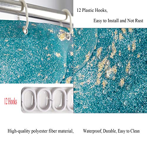 Load image into Gallery viewer, Batmerry Abstract Art Marble Agate Decorative Shower Curtain, Abstract Painting in Blue Green Design Cute Long Wide with Rust Proof Grommets for Bathroom Waterproof Washable