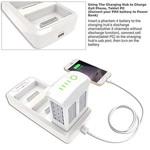 Smatree Battery Charging Hub Compatible for DJI Phantom 4/4 Pro/4 Pro V2.0/4 Adv(Charge 3 Batteries One by One, Converting Phantom 4 Battery into Power Bank)