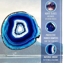 Load image into Gallery viewer, Blue Agate Coasters Set of 4 - 3.5&quot;-4&quot; - Brazilian Geode Crystal Decor - (3.5&quot;-4&quot; Blue)
