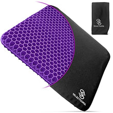 Load image into Gallery viewer, Purple Gel Seat Cushion for Long Sitting – Back, Sciatica, Hip, Tailbone Pain Relief Cushion – Gel Seat Cushion for Office Chair, Cars, Long Trips – Egg Seat Gel Cushion for Wheelchair Pressure Relief
