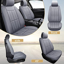 Load image into Gallery viewer, AOOG Leather Car Seat Covers, Leatherette Automotive Vehicle Cover for Cars SUV Pick-up Truck, Universal Non-Slip Vehicle Cover Waterproof Interior Accessories, Full Set, Gray
