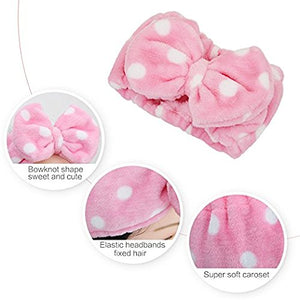 Bow Hair Band, Soft Carol Fleece Hairlace Headband Turban Bowknot Bow Makeup Shower Headbands Headwraps for Washing Face Shower Spa Mask, Multiple Styles, 8PCS