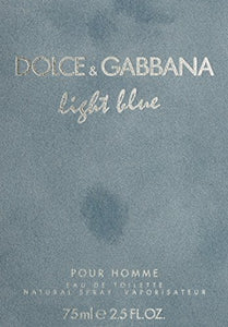 D & G Light Blue By Dolce & Gabbana For Men, Eau De Toilette Spray, 2.5-Ounce Bottle