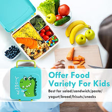 Load image into Gallery viewer, Lehoo Castle Bento Lunch Box for Kids with 4 Compartments,1300ml Lunch Containers with Ice Packs Sauce Jar, Spoon&amp;Fork, Durable, Leak Proof, BPA-Free and Food-Safe Materials(Blue)
