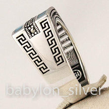 Load image into Gallery viewer, Solid 925 Sterling Silver Turkish Handmade Marcasite &amp; Simulated Turquoise Luxury Men's Ring (8)
