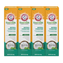 Load image into Gallery viewer, Arm &amp; Hammer Essentials Whiten &amp; Strengthen Fluoride Toothpaste, 100% Natural Baking Soda, Fresh Mint, 4.3 Oz (Pack of 4)
