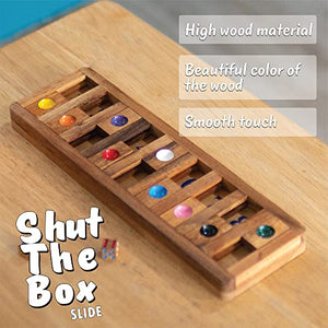 Shut The Box Board Games Wooden with Math Board Games Kids Player Wooden Box of Brain Teaser Puzzles for Family Educational Board Games and Get Fun on Game to Teach Kids to Count on Math