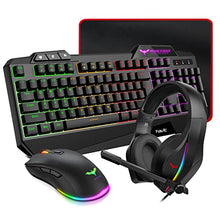 Load image into Gallery viewer, havit Gaming Keyboard Mouse Headset &amp; Mouse Pad Kit, Rainbow LED Backlit Wired, Over Ear Headphone with Mic for PC Computer, Laptop and More
