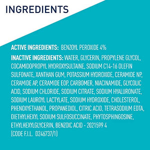CeraVe Acne Foaming Cream Cleanser | Acne Treatment Face Wash with 4% Benzoyl Peroxide, Hyaluronic Acid, and Niacinamide | Cream to Foam Formula | 5 Oz