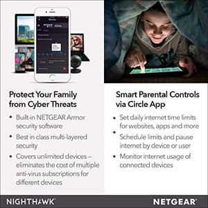 NETGEAR Nighthawk Smart WiFi Router (R7000) - AC1900 Wireless Speed (up to 1900 Mbps) | Up to 1800 sq ft Coverage & 30 Devices | 4 x 1G Ethernet and 2 USB ports | Armor Security