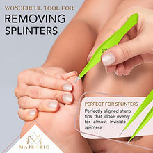 Load image into Gallery viewer, Fine Point Tweezers for Women and Men – Splinter, Ticks, Facial or Chin Hair, Brow and Ingrown Hair Removal – Sharp, Needle Nose, Stainless Steel, Surgical Tweezers Precision Pluckers Majestic Bombay
