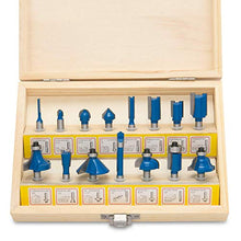 Load image into Gallery viewer, Hiltex 10100 Tungsten Carbide Router Bits, 15 Piece Router Bit Set, 1/4” Shank Tungsten Carbide Router Bits, Router Bits for Woodworking on Wood
