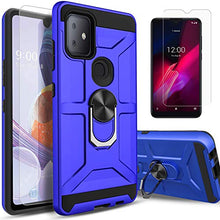 Load image into Gallery viewer, STARSHOP - T-Mobile Revvl 4 Plus Phone Case, With [Tempered Glass Protector Included] Metal Ring stand Shockproof Drop Protection Phone Cover - Blue

