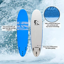 Load image into Gallery viewer, Raystreak Aggro 8ft Foam Surfboard High Performance Soft Top Longboard Fins and Leash Included(Blue)
