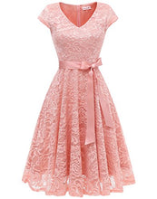 Load image into Gallery viewer, BeryLove Women's Floral Lace Short Bridesmaid Dress Cap Sleeve Cocktail Party Dress BLP7006RoyalBlueM
