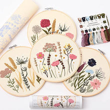 Load image into Gallery viewer, Embroidery Kit for Beginners 4 Sets, Hand DIY Cross Stitch Kits,4 pcs Bamboo Embroidery Hoop,4 pcs Plants Flowers Embroidery Patterns and Threads,Easy for The Embroidery Beginners to Learn…
