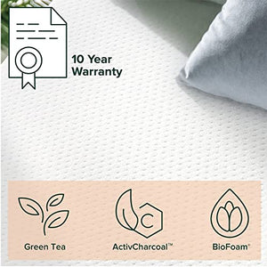 Zinus 12 Inch Green Tea Memory Foam Mattress / CertiPUR-US Certified / Bed-in-a-Box / Pressure Relieving, King, White