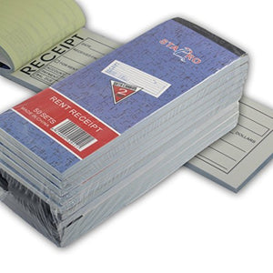 10 Pack: Rent Receipt Book Carbonless Copy Duplicate 2 Parts 50 Sets 8" X 2.75"